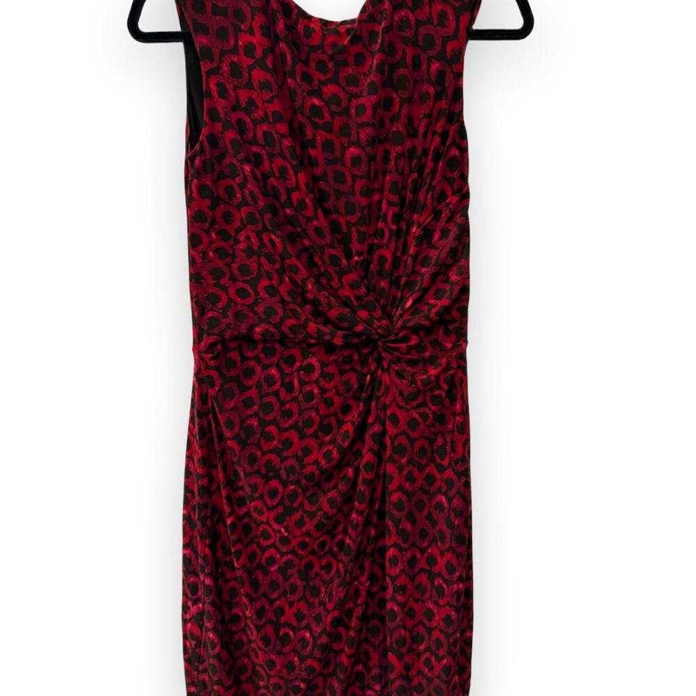 Lauren Ralph Lauren Red Black Leopard Print Knot Front Sheath Dress Size 10